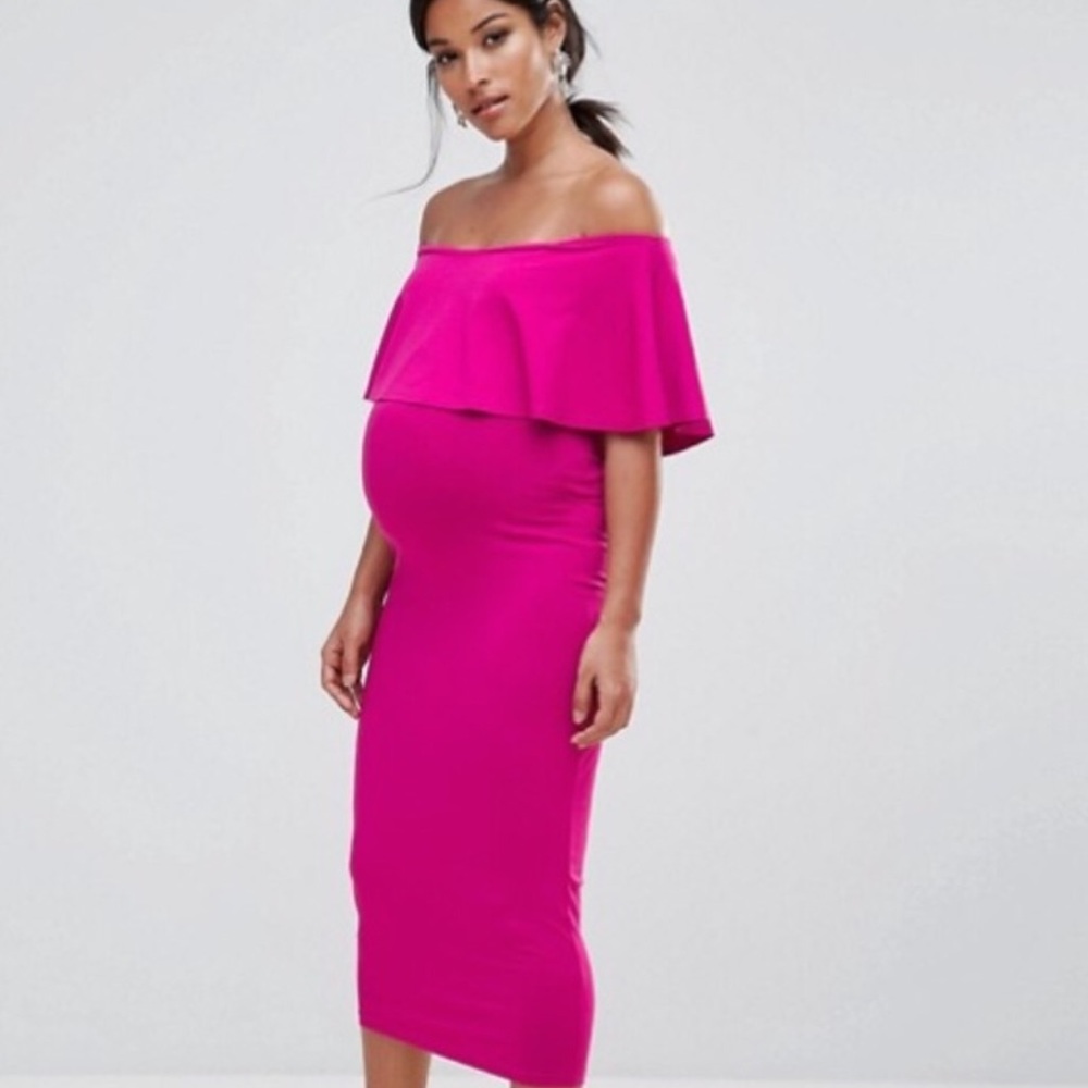ASOS hot pink maternity dress